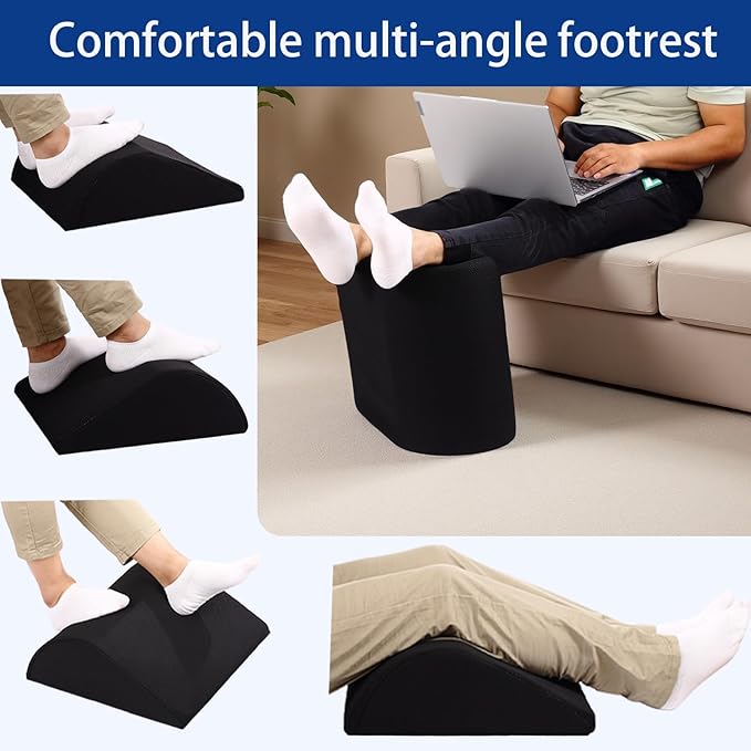 Foot Rest for Under Desk at Work Ergonomic Under Desk Footrest,Support Foot Pillow Double-Sided Footstool, for Office, Home & Gaming Leg Elevation Pillow Black