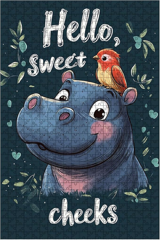 1000 Piece Wooden Jigsaw Puzzle Hippo Bathroom Adults & Kids Difficult Brain Teaser for Family Fun & Quiet Entertainment 29.5x19.7 Inch