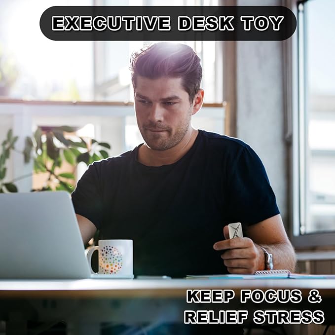 Breakthrough Fidget Slider, Trackless Fidget Slider for Fancy Play, EDC Fidget Toys Adults Sensory Toys Home Office Executive Desk Toys Gift for ADHD/ADD/Autism (Original Silver)