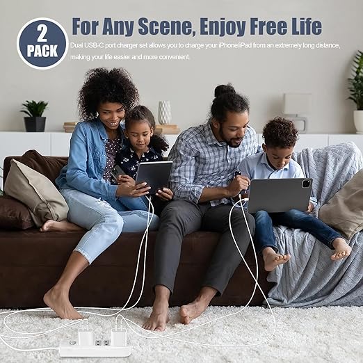 iPhone 17 Air/16e/15 Pro Max Charger Fast Charging, 2Pack 20W Dual USB C Fast Charger Block 10FT Long USB C to C Charging Cable Cord for iPhone 17/17 Pro/17 Pro Max/16 Pro Max/15 Pro/15 Plus/iPad Pro