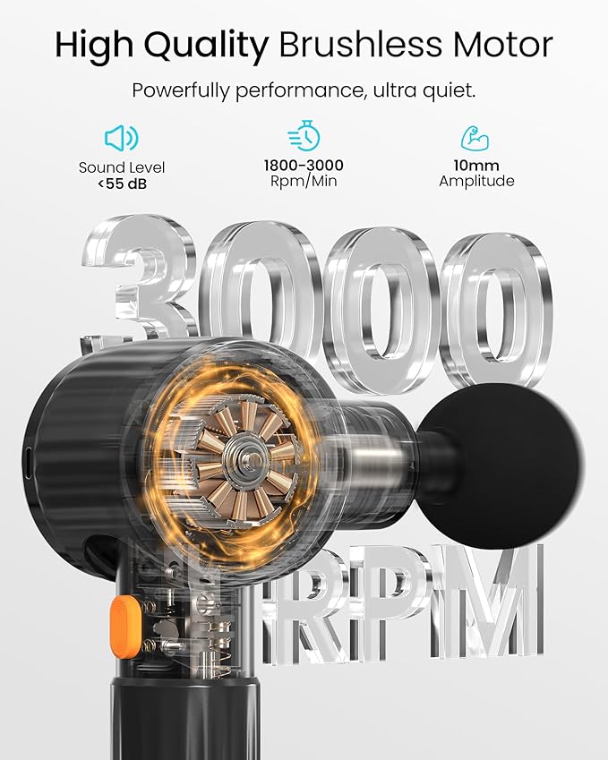 Massage Gun with Extension Handle and 3 Adjustable Angles,Deep Tissue Back Massage for Neck/Shoulders/Waist/Legs/Body Pain Relief,Handheld Percussion Muscle Massager with Portable Case,Black