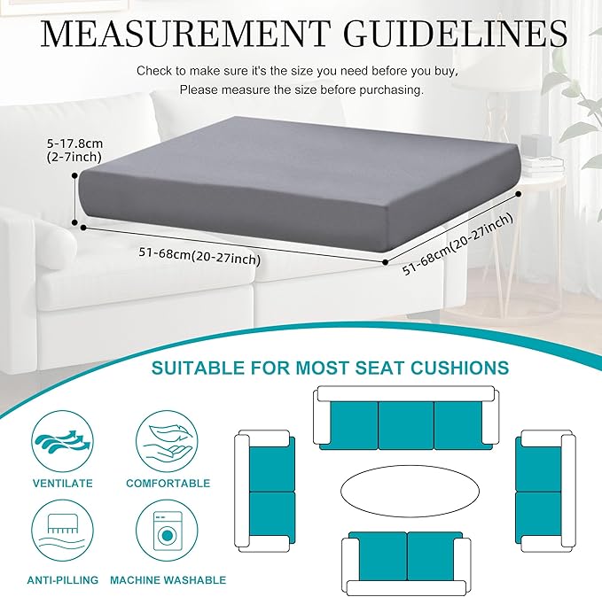 14Pcs Stretch Patio Cushion Covers,Outdoor Couch Covers Replacement,Outdoor Couch & Sofa Slipcovers,for Patio Furniture Cushion Covers,Washable Reusable Furniture Protector(Grey,Cover Only)