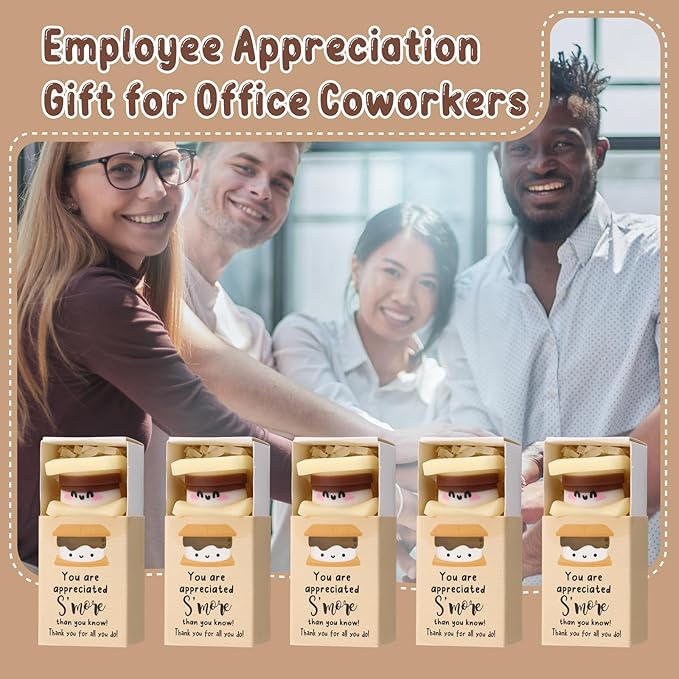 Wettarn 18 Sets Appreciation Gifts S'More Stress Balls with Thank You Gift Boxes for Employee Coworker Teacher Office Team Positive Desk Decor Relief Toys