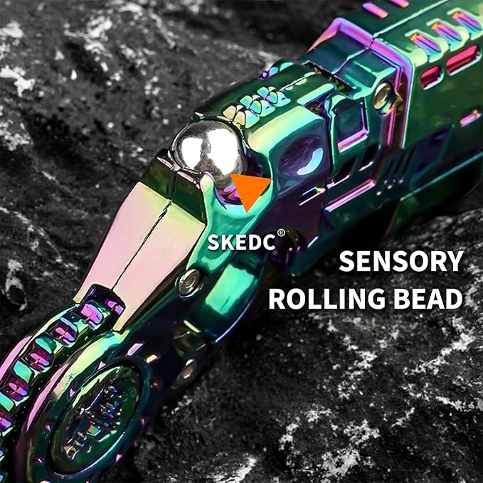 SKEDC Fidget Toys Adults, Alloy Fidget Slider Fidget Clicker Fidget Spinner, EDC Laucher Toy ADHD Tools Executive Desk Toy for Keep Focus & Relief Stress, Cool Gadgets for Men (2nd Gen Colorful)
