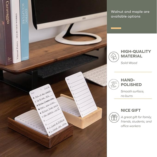 muso wood Daily To Do List Planner with Maple Stand - 100 To Do List Cards - Undated Daily Planner Notepad for Desk Accessories and Supplies, Enhanced Productivity, Work Office Accessories