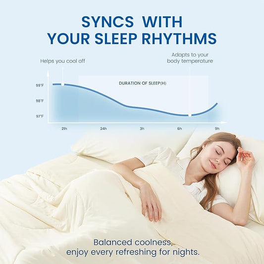 Cozy Bliss Cooling Comforter Queen Size Dual-Sided, Ultra-Soft Cooling Blankets for Hot Sleepers and Night Sweats, Breathable Lightweight Silky Smooth, Snow Ivory