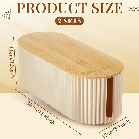 Marsui 2 Pcs Cable Management Box Cord Hider Organizer with 46 Pcs Cable Management Kit Wire Box for Power Strips Surge Protectors Desk TV Computer Wires Home Office(Frost White, Wood Color)