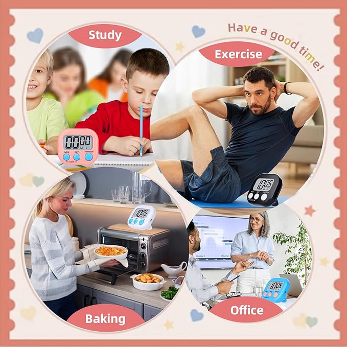 16 Packs Digital Timer Multi-Function Electronic Timers for Classroom Small Magnetic Countdown Stopwatch Mini Loud Alarm Stop Clock for Kitchen Cooking Games Meeting Study Work Baking Sports Office