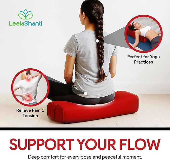 Yoga Bolster Pillow Rectangular Meditation Cushion Cotton