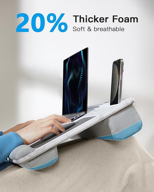 HUANUO Lap Desk - Fits up to 17 inches Laptop Desk, Built in Mouse Pad & Wrist Pad for Notebook, Laptop, Tablet, Laptop Stand with Tablet, Pen & Phone Holder, Marbling