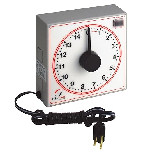 GraLab Model 255 Polycarbonate 15 Minute Food Service Timer, 7-1/2" Length x 7-1/2" Width x 2-1/2" Height