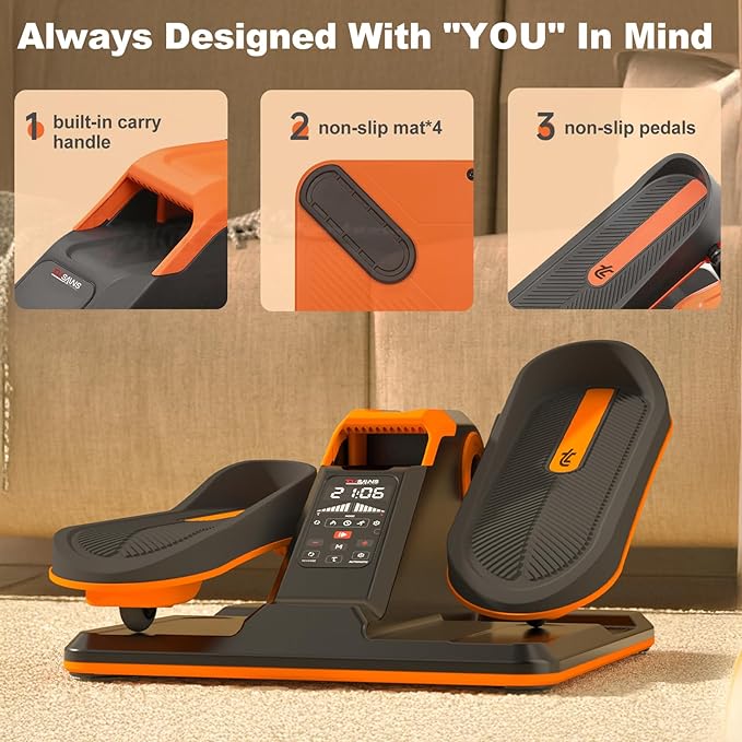 TOUSAINS Under Desk Elliptical Machine with App, Electric Ellipse Leg Exerciser for Seniors with 7 Adjustable Speeds, Portable Elliptical Training Machines Fully Assembled with Remote Control