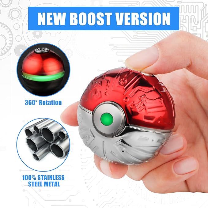Luminous Fidget Spinner Fidget Sphere Metal Red Sensory Spinner Gyro Gadget, Novelty Handheld Gyro Sphere Toy, Desk Toy Stress Anxiety Relief Keep Clam Focus for Kid Adult
