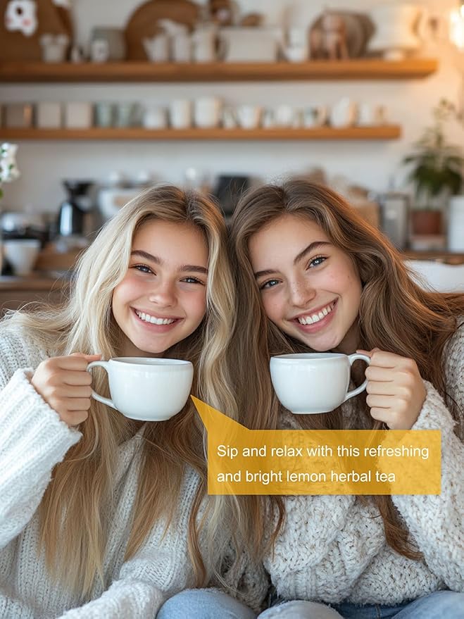 TeeLux Lemon Herbal Tea, Caffeine Free Tea with Lemon, Rosehips, Stevia, Licorice, Tangy & Refreshing Taste, 100 Count