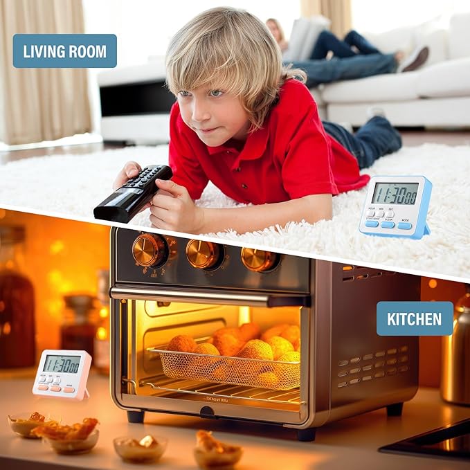 Weewooday 12 Pcs Digital Kitchen Magnetic Timer Bulk Classroom Count up Countdown Large Digits Egg Loud Alarm Cute Desk Stopwatch Timer for Teacher Kids Cooking Office