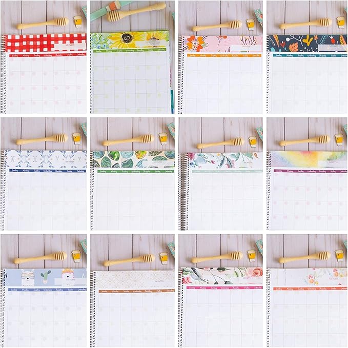 Large Meal Prep Planner, Spiral, Pull-off Grocery Shopping Lists, Kitchen Management, Tabbed Dividers, Laminated Covers, Easy Organizing, Avoid Food Waste, Folder Pockets, Covers a full Year - Eccolo