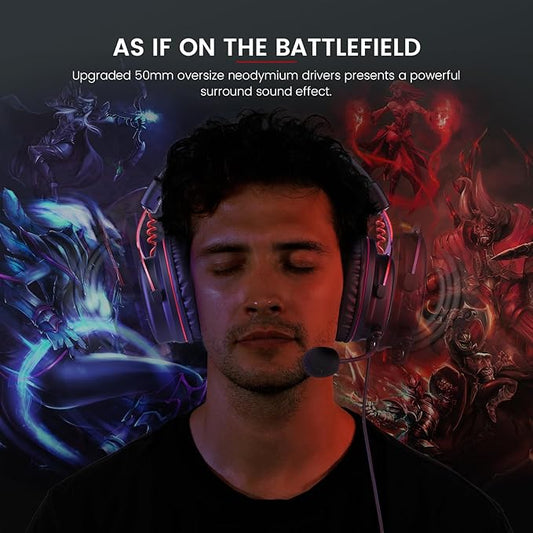 EKSA E900 Gaming Headset with Microphone - PC Headset with Detachable Noise Canceling Mic, 3D Surround Sound, Wired Headphone for PS4, PS5, Xbox, Computer, Laptop, Switch, Handheld (3.5MM Jack)