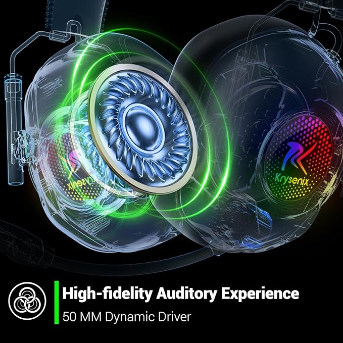 Wireless Gaming Headset with Noise Canceling Microphone for PC, PS5, PS4, Switch, Mac,2.4 GHz Wireless & Bluetooth 5.4 Gaming Headphones, Cool RGB Lighting, 40Hr Battery, 50mm Drivers-White