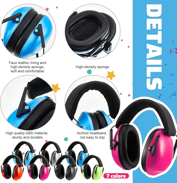 Amylove 24 Pcs Kids Ear Protection Noise Cancelling Headphones Noise Reduction Ear Muffs 27dB Hearing Protection (7 Colors)