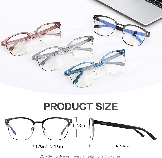 BIRCEN Blue Light Blocking Glasses: Al-Mg Metal Bluelight Computer Clear Glasses for Men Women Anti Eyestrain Office Home