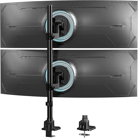 Dual Monitor-Arm Ultrawide Heavy Duty - 24-57 inch Vertical Dual Monitor Mount, Adjustable Stacked Double Monitor Desk Mount Stand, Max Load 59.4 lbs (per Screen), VESA 75 100 mm, Black