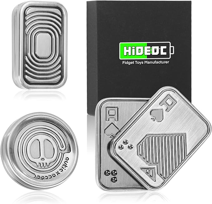 Metal Fidget Slider Gift Pack, EDC Fidget Toy for Adults, Home Office Executive Desk Toy Stress Relief Toy, Ideal Gifts for ADHD, ADD & Autism (Silver)