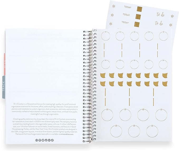 Erin Condren A5 Spiral Productivity Planner | Features Pages of Thick, Bleed Resistant 80 lb. Paper to Boost Productivity