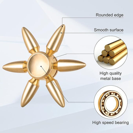 ATESSON Fidget Spinners Toy,Ultra Durable Stainless Steel Bearing High Speed 3-5 Min Precision Brass Metal Finger Spinner,EDC ADHD Stress Relief Anxiety Relieves Reducer for Kids and Adults