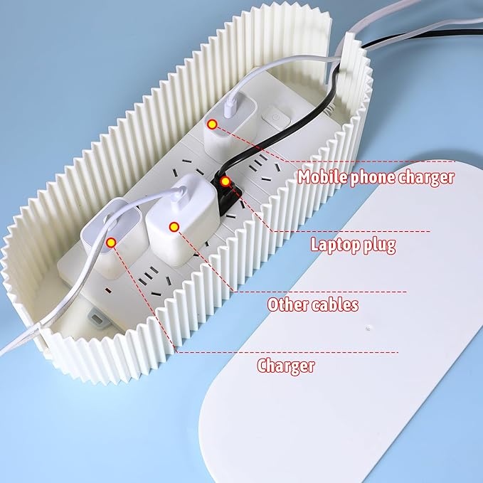 Cable Management Box Cord Hider Organizer Large Cable Organizer Box to Hide Power Strip & Under Desk, Cable Management Kit Wire Box for Power Strips, Surge Protectors, Chargers, Adapters Office Home