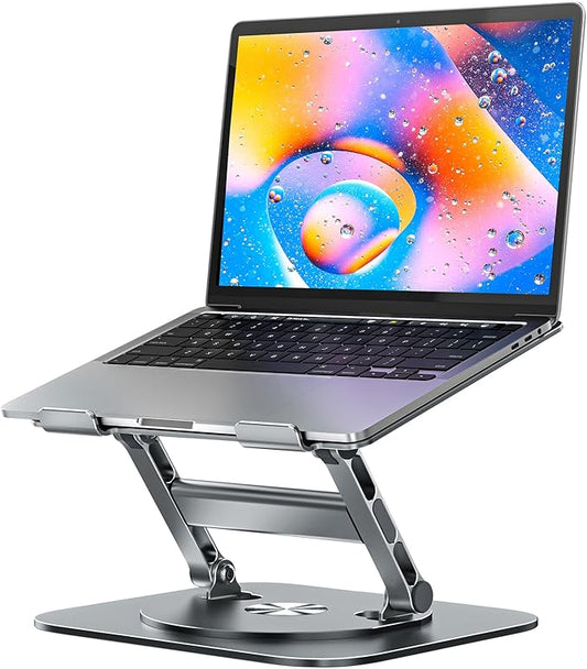 Laptop Stand, 360 Swivel Aluminum Computer Stand Ergonomic Laptop Riser Notebook Holder Compatible with 17 inch MacBook Air Pro, Dell XPS, HP, Lenovo More Laptops,Grey