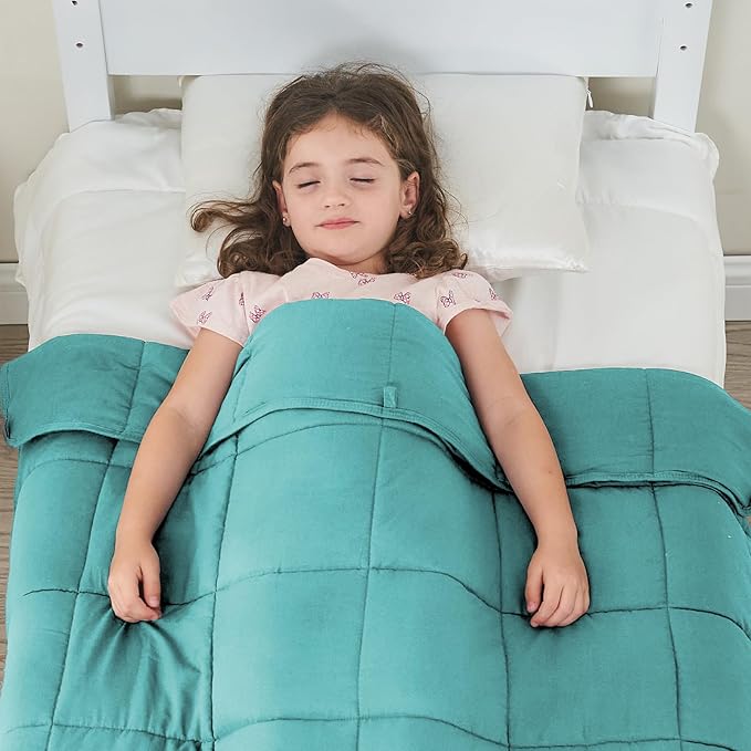 yescool Weighted Blanket (10 lbs, 41" x 60", Teal) Cooling Heavy Blanket for Sleeping Perfect for 90-110 lbs, Breathable Blanket with Premium Glass Bead, Machine Washable