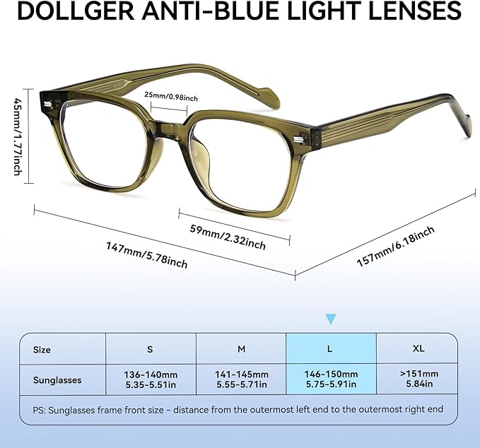 Dollger Blue Light Glasses for Men Women Blue Light Blocking Computer Screen Glasses Men Clear Frames Eyeglasses