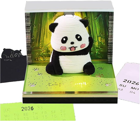 3D Timepiece Calendar 2026 Paper Art Memo Pad with LED Light – Tear-Away Desk Calendar for Record, Planner & Habit Tracker, Bookmark, Gift & Decorative Office Decor