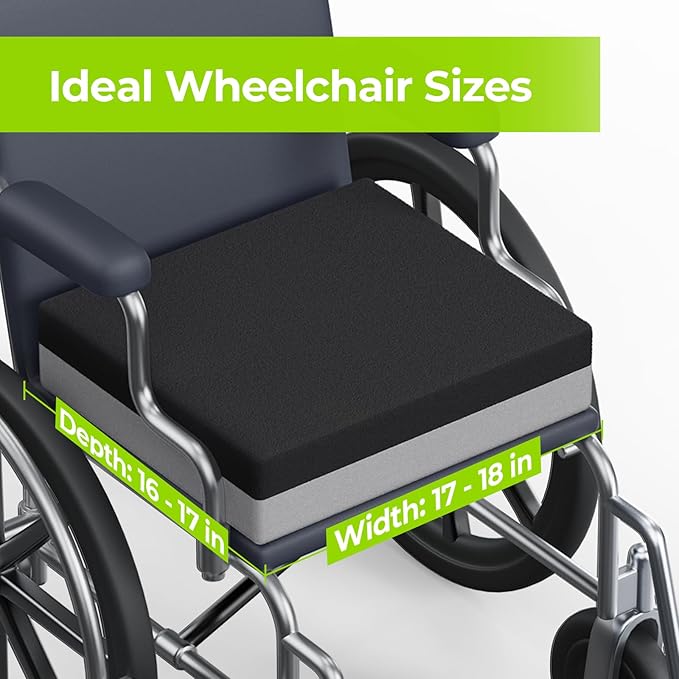 AUVON Ventilation Seat Cushion with Innovation Heat Dissipation Design, Anti-bedsore Wheelchair Cushion with Supportive Memory Foam, Waterproof & Anti-slip Cover, Improve Lower Back & Tailbone Comfort