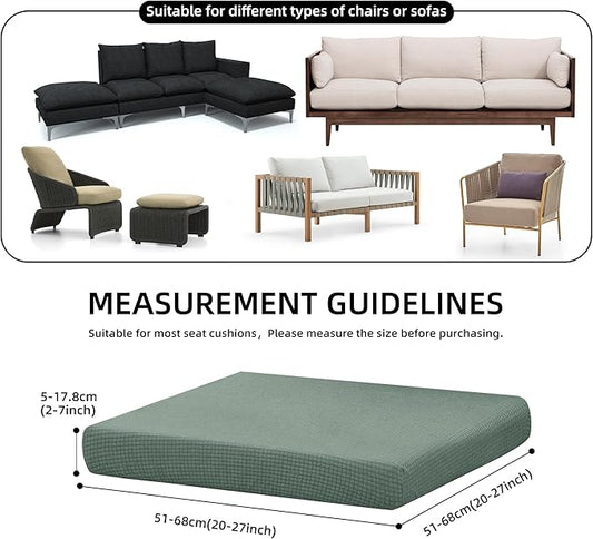 8Pcs Stretch Patio Cushion Cover Outdoor Cushion Cover Slipcovers Couch Cover Waterproof Replacement Sofa Cushion Covers Thick Jacquard Textured Twill Fabric Porch Patio Furniture Protector(Cyan)