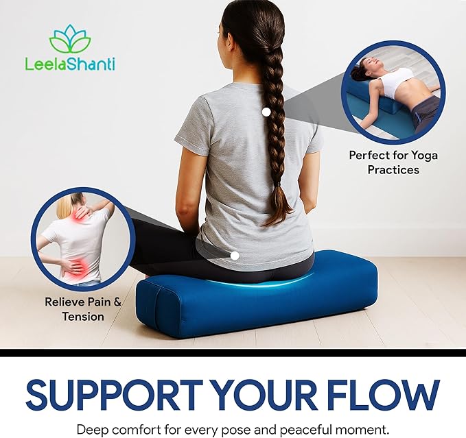 Yoga Bolster Pillow Rectangular Meditation Cushion Cotton