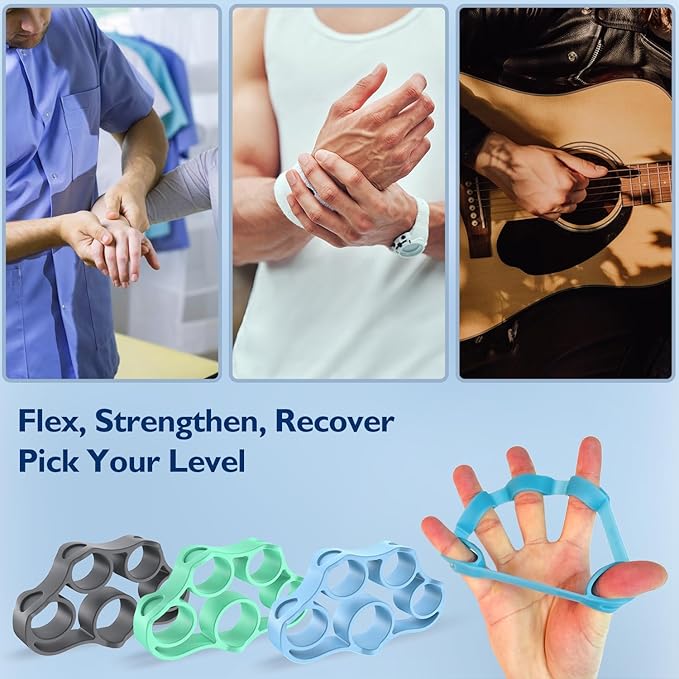 FitBeast Grip Strength Trainer, Finger Exerciser, Forearm Strengthener 9-Piece Kit, Hand Grip Strengthener Targeted Strength, Relief & Recovery