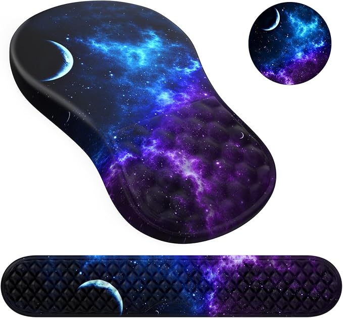 HAOCOO 3Pcs Ergonomic Mouse Pad with Wrist Rest, Keyboard Wrist Rest,Keyboard and Mousepad Set, Computer Mouse Pad and Keyboard Wrist Rest with Massage,Carpal Tunnel Mousepad for Office