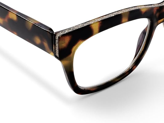 Peepers by PeeperSpecs Oprah's Favorite Women's Shine On Square Blue Light Blocking Reading Glasses - Tortoise +1.50