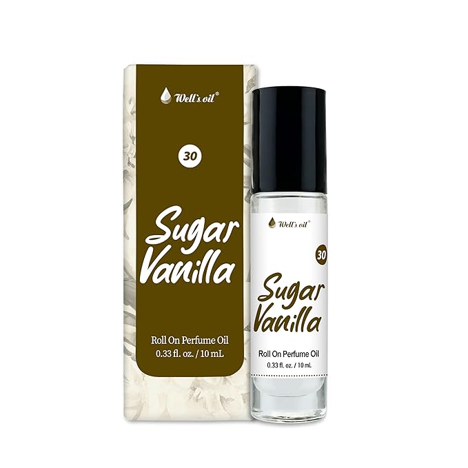 Well's Oil Roll-On Perfume Oil (Sugar Vanilla) | Warm & Vanilla Notes | Long-Lasting | Paraben-Free | 0.33 Fl Oz / 10 ml