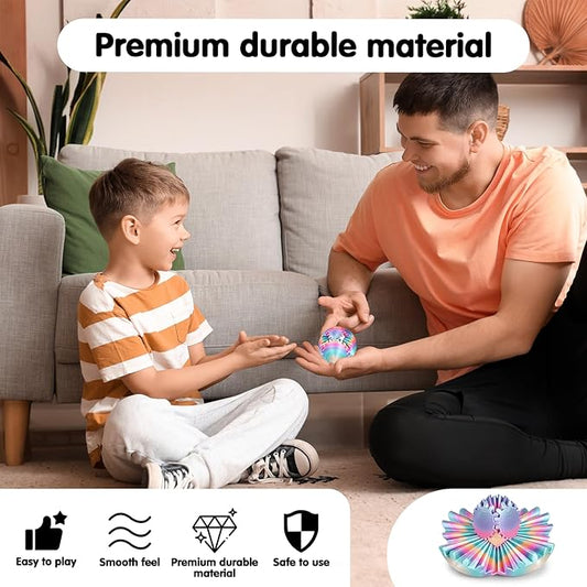 GearSphere 3D Printed Spin Ball or Cube Fidget Toy, Fidget Ball Gear Toy for Stress and Anxiety Relief, Desk Toy for Adults (Rainbow, 2.3 Inch)