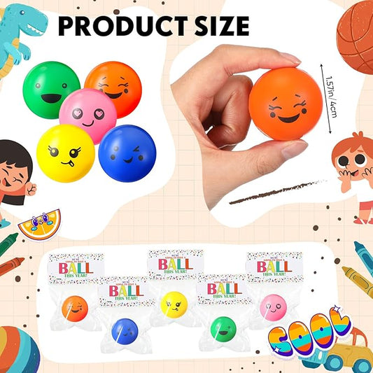 Meooeck 50 Pack Back to School Gifts for Students Smile Face Stress Balls Funny Stress Balls Foam Relief Toy with Bag and Greeting Card First Day of School Gift Classroom Prize Party Favor(Multicolor)