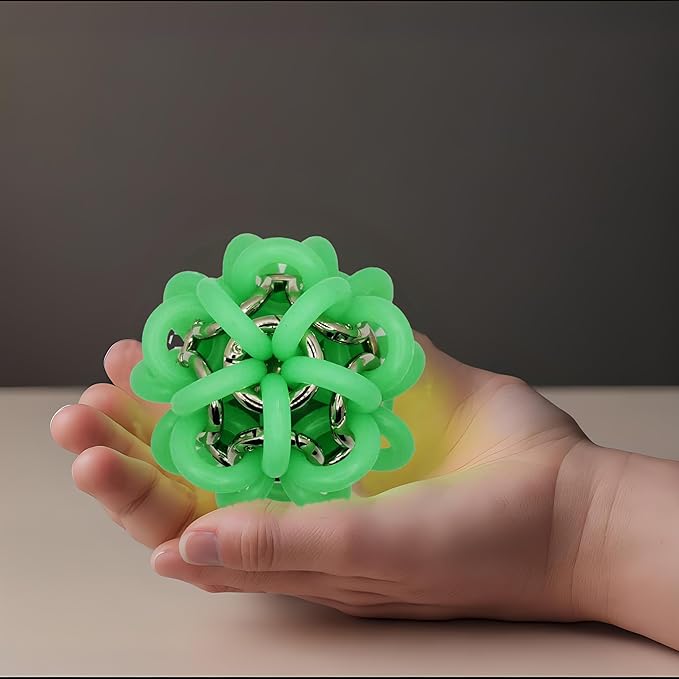 Fidget Toys Adults, Skin Picking Stress Ball Toys, Help Relieve Stress and Anxiety, Calming, Handmade Knitting, Portable Design ADHD Autism Stress Relief Gifts (Glow in The Dark), Small, Green