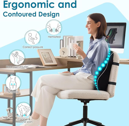 Lumbar Support Pillow for Office Chair Car Back Support Pillow, Memory Foam Gaming Chair Desk Chair Back Cushion for Lower Back Pain Relief, Ergonomic Back Rest with Double Adjustable Straps