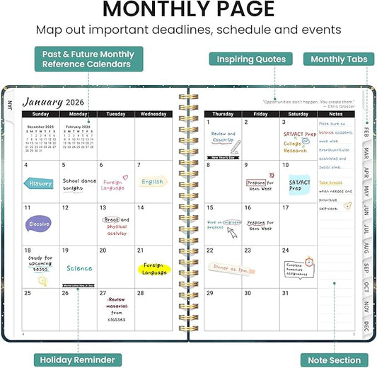 2026 Planner, Monthly and Weekly Calendar Planner for Women, January 2026 - December 2026, Hardcover Pretty 2026 Agenda Planner Book with Tabs, Spiral Bound, Perfect for School Office Home Supplies, 8.5" x 11" - Whale Dreams