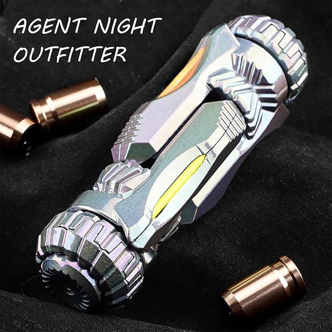 SKEDC Fidget Toys Adults, Alloy Fidget Slider Fidget Clicker Fidget Spinner, EDC Laucher Toy ADHD Tools Executive Desk Toy for Keep Focus & Relief Stress, Cool Gadgets for Men (Night Light Silver)