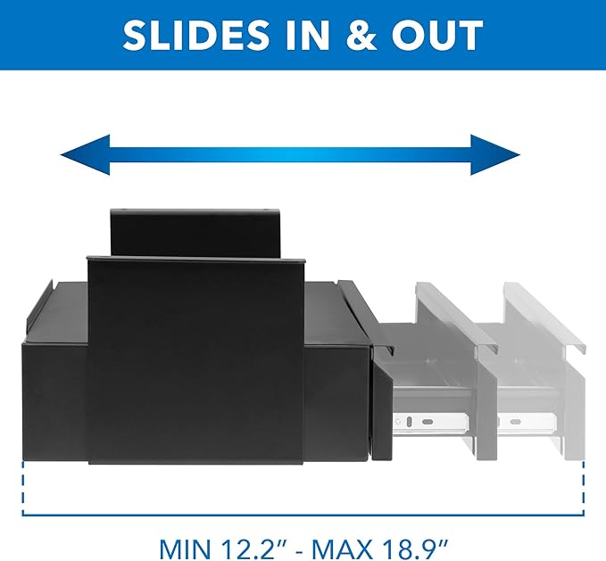 Mount-It! Under Desk Pull-Out Drawer Kit with Laptop and Tablet Shelf | Office Storage Organizer | Mounts to Desktops Tables and Workbenches Over 0.71 Inches Thick | Matte Black