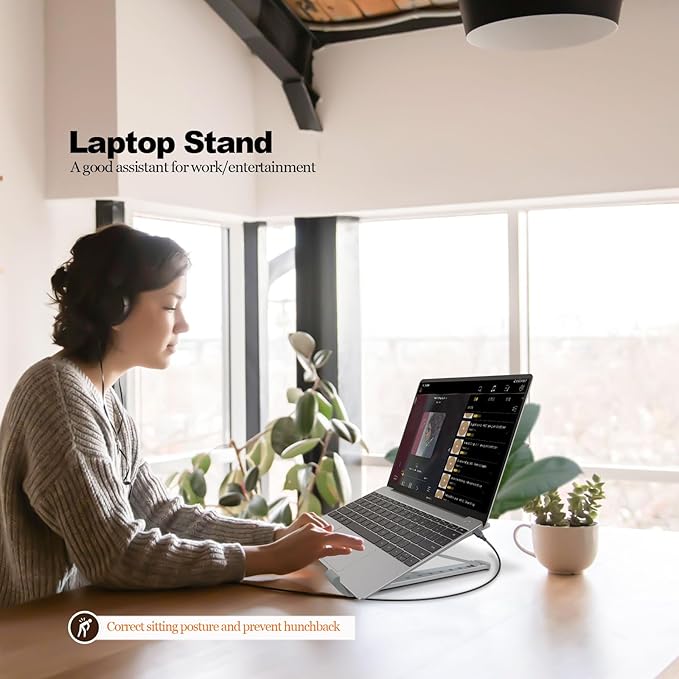 Laptop Stand for Desk,Foldable Aluminum Computer Stand Portable,Adjustable Tablet Holder, Compatible with MacBook Air Pro, Lenovo, Dell for 9.5"-15.6”