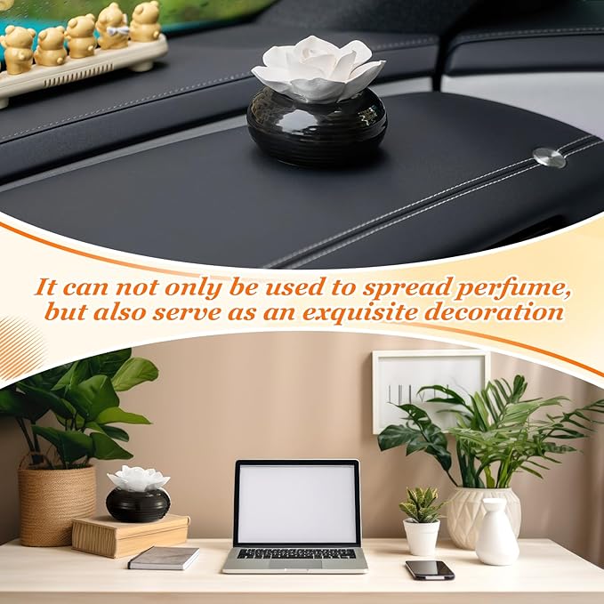 Honeydak 1 Pcs Flower Essential Oil Diffuser Stone White Ceramic Porcelain Passive Oil Diffuser Improves Sleep and Relieves Stress Non-Electric Handmade Decorative Tabletops for Desk (Classic Style)