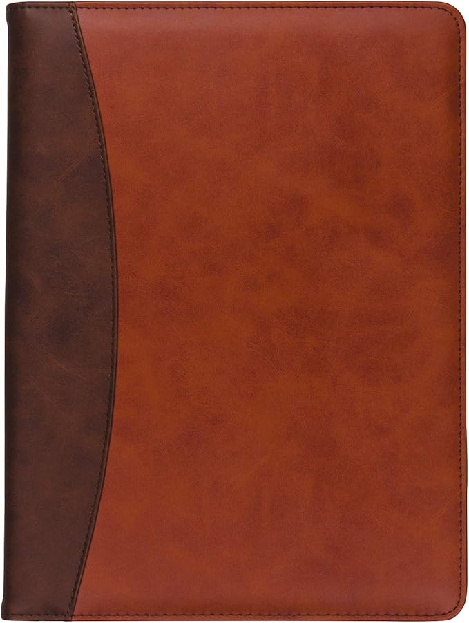 Samsill Two-Tone Padfolio, Resume Portfolio, Business Portfolio, with 8.5 x 11 Writing Pad, Brown and Dark Brown